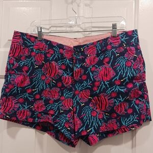 Lilly Pulitzer Pink and Blue Fish Print Shorts 12